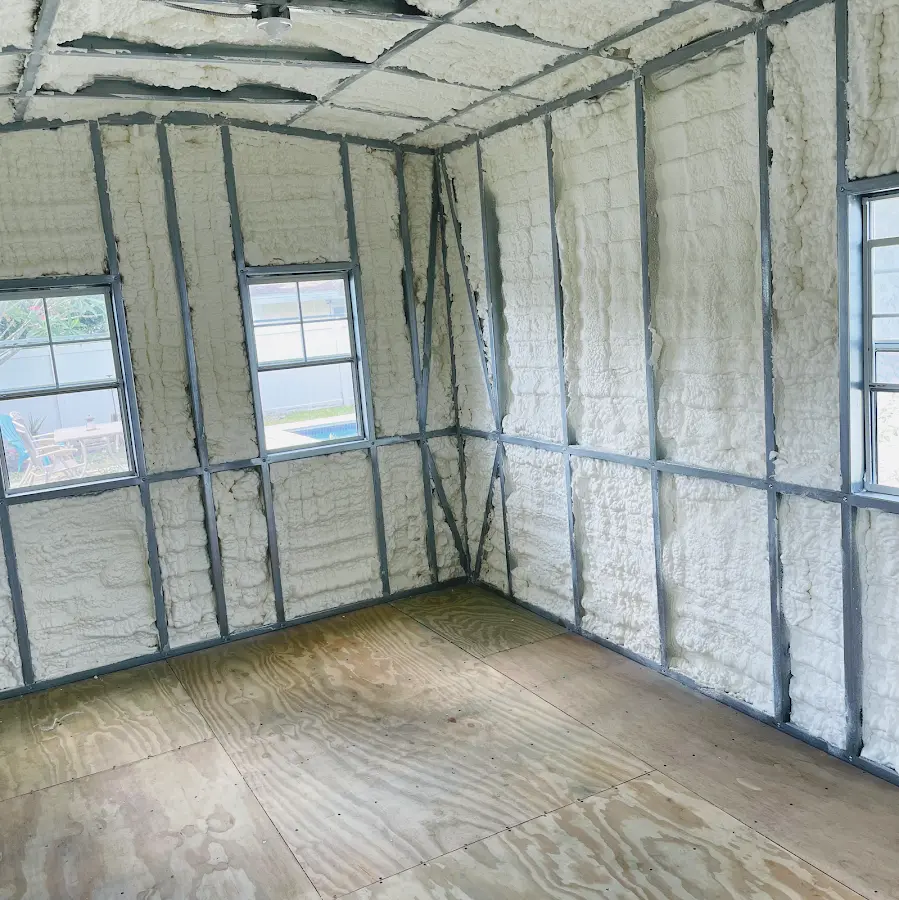 Closed-cell spray foam insulation applied to wall cavities in a residential project in Wyandotte